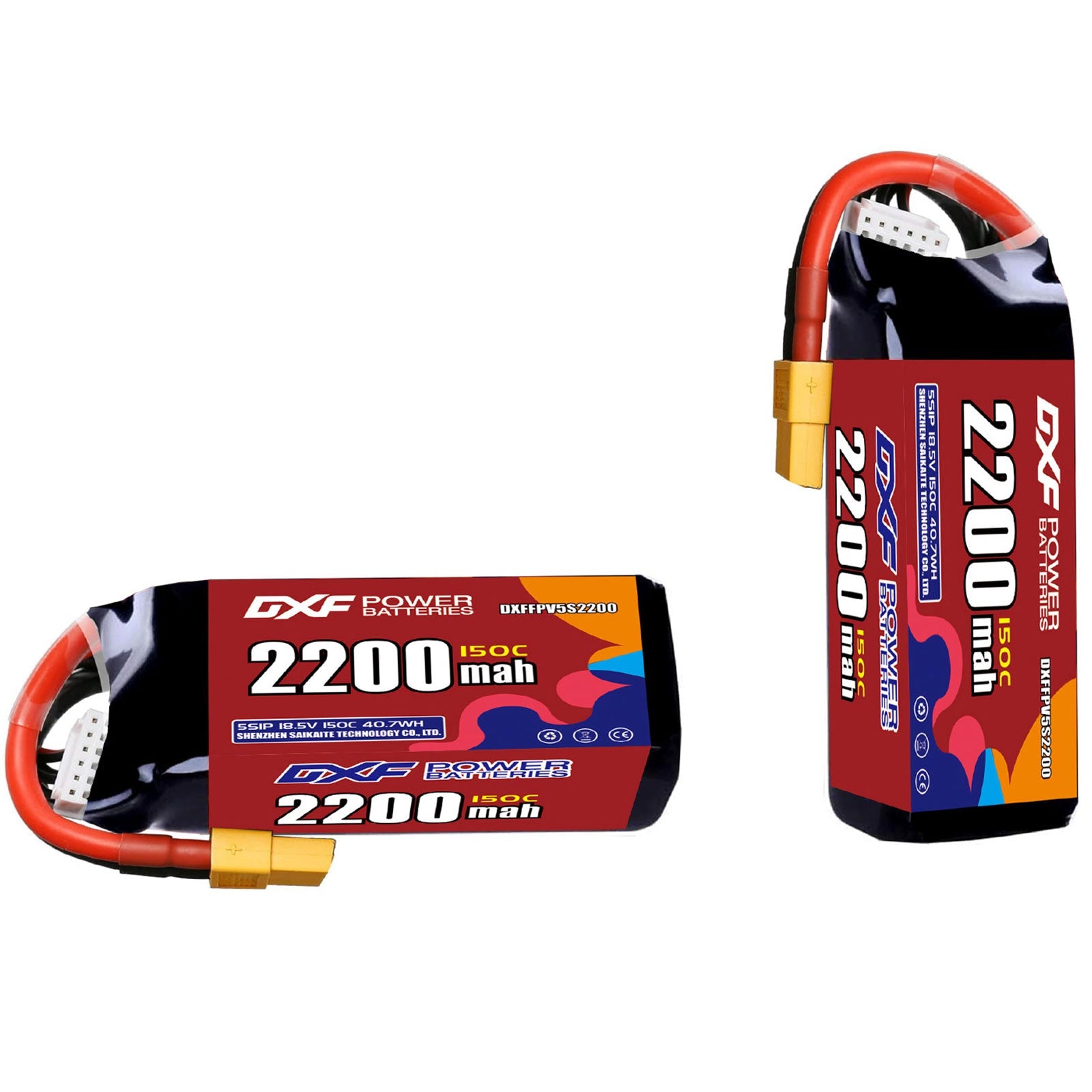 DXF 5S 18.5V 2200mAh 150C LiPo Battery for FPV Micro Drones (PH2.0 / JST / XT30 / SM / XT60 / EC5 / XT90 Options)