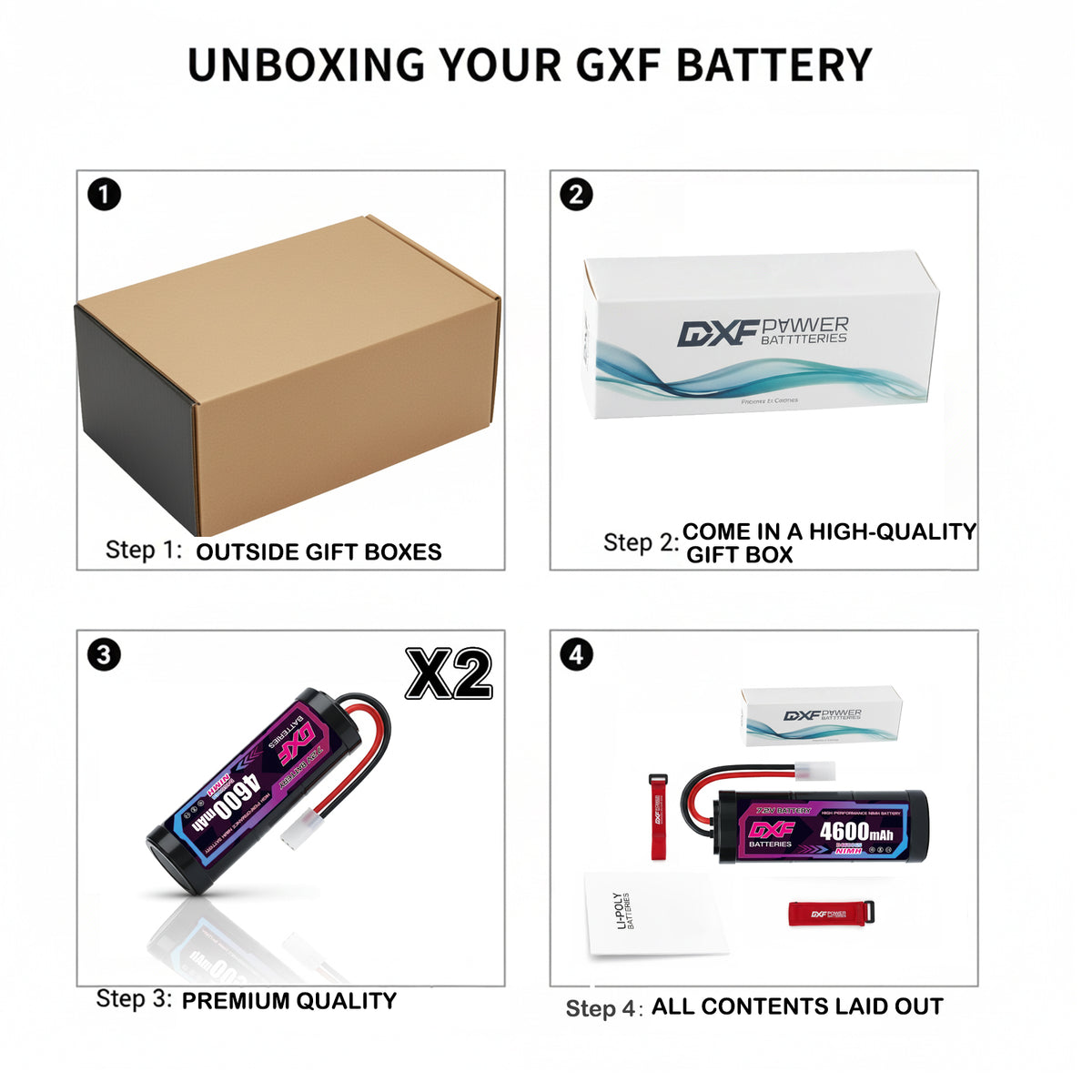 DXF NiMH SC Battery 6S 7.2V 4600mAh with Tamiya / EC3 / T-Plug / XT60 Connector for RC 1/10 Car Truck Buggy