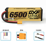 DXF Gold Series 4S 14.8V 6500mAh 100C Graphene Hardcase LiPo Battery with XT90 & 10AWG Wire (1-6 Pack)