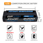 DXF 2S 7.6V Lipo Battery 140C 8000mAh Hardcase with 5mm Bullet to Deans Plug for RC 1/8 Vehicles Car Truck Tank Truggy Competition Racing Hobby