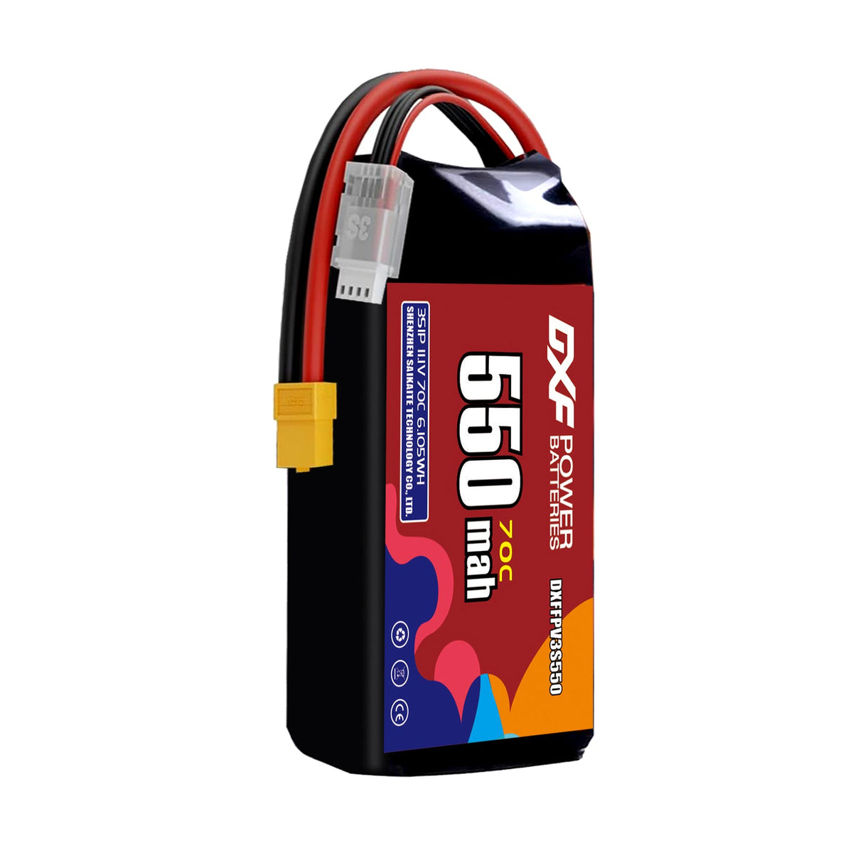 DXF LiPo Battery 3S 11.1V 550mAh 70C with PH2.0 / JST / XT30 / SM / XT60 / EC5 / XT90 for FPV Drone Whoop Micro Racing