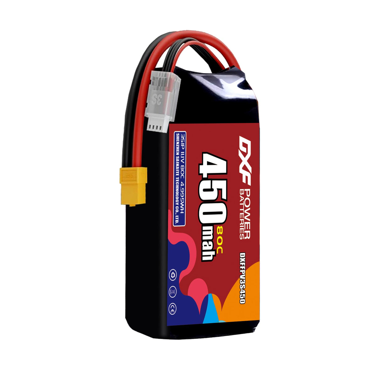 DXF 3S 11.1V 450mAh 80C LiPo Battery for FPV Micro Drones (PH2.0 / JST / XT30 / SM / XT60 / EC5 / XT90 Options)