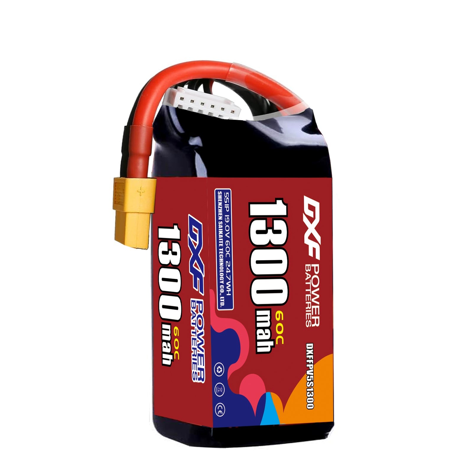 DXF LiPo Battery 5S HV 19.0V 1300mAh 60C with PH2.0 / JST / XT30 / SM / XT60 / EC5 / XT90 for FPV Drone Whoop Micro Racing