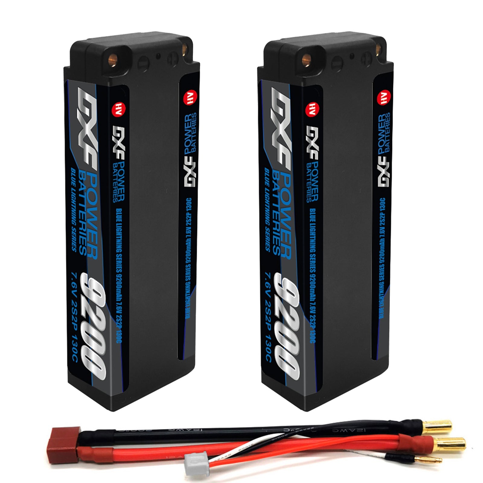 DXF LiPo Battery 2S2P HV 7.6V 9200mAh 140C Graphene Gray with 5mm Bullet / EC5 / T / TRX / XT60 / XT90 / XT150 / Q8s Plug for RC 1/10 1/8 1/5 Scale Car Racing
