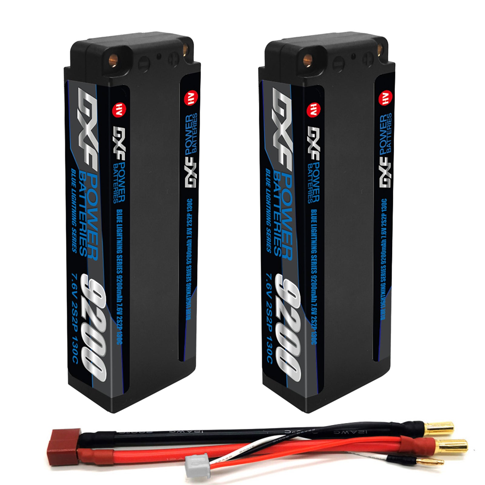 DXF 2S 7.6V Lipo Battery 130C 9200mAh Hardcase with 5mm Bullet to Deans Plug for RC 1/8 Vehicles Car Truck Tank Truggy Competition Racing Hobby