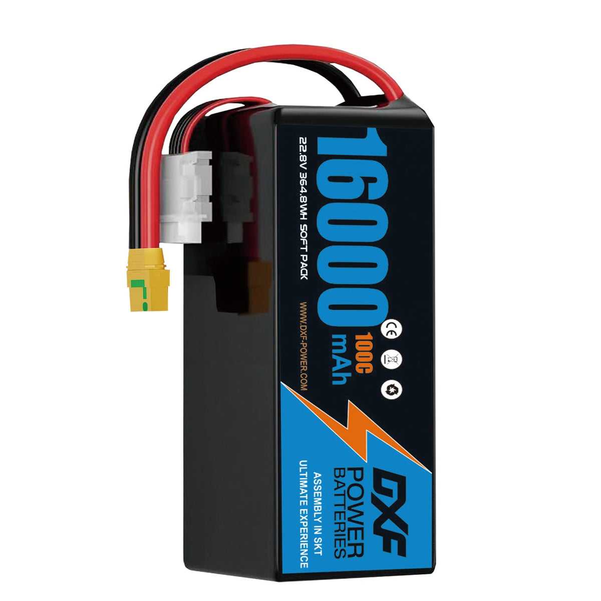 DXF LiPo Battery 6S HV 22.8V 16000mAh 100C Graphene Softcase Blue with EC5 / T / TRX / XT60 / XT90 / XT150 / Q8s Plug for RC 1/8 1/10 Buggy Truck Car Off-Road Drone