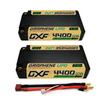 DXF 2S Shorty 7.6V 4400mAh 140C Graphene Hardcase LiPo Battery with 5mm Bullet to Deans Plug for 1/10 RC Buggies, Touring Cars & Trucks (1-6 Pack Available)