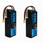 DXF 4S 14.8V 4200mAh 100C Graphene Soft Case LiPo Battery with XT60 Plug for Drones, Airplanes, Boats & RC Cars (2, 4, 6 Pack Available)