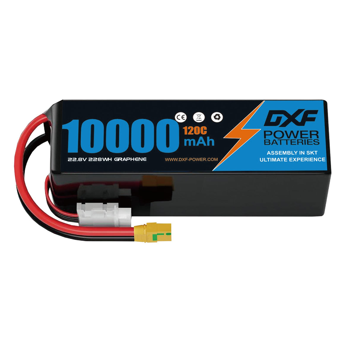 DXF LiPo Battery 6S HV 22.8V 10000mAh 100C Graphene Softcase Blue with EC5 / T / TRX / XT60 / XT90 / XT150 / Q8s Plug for RC 1/8 1/10 Buggy Truck Car Off-Road Drone