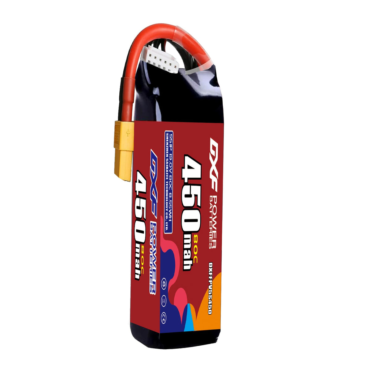DXF LiPo Battery 5S HV 19.0V 450mAh 80C with PH2.0 / JST / XT30 / SM / XT60 / EC5 / XT90 for FPV Drone Whoop Micro Racing
