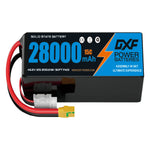 DXF SEMI-SOLID 12S 46.2V 28000mAh 15C Soft Case LiPo Battery with 8AWG Wire for Toy Cars, Boats, UAVs & Drones (1-6 Pack)