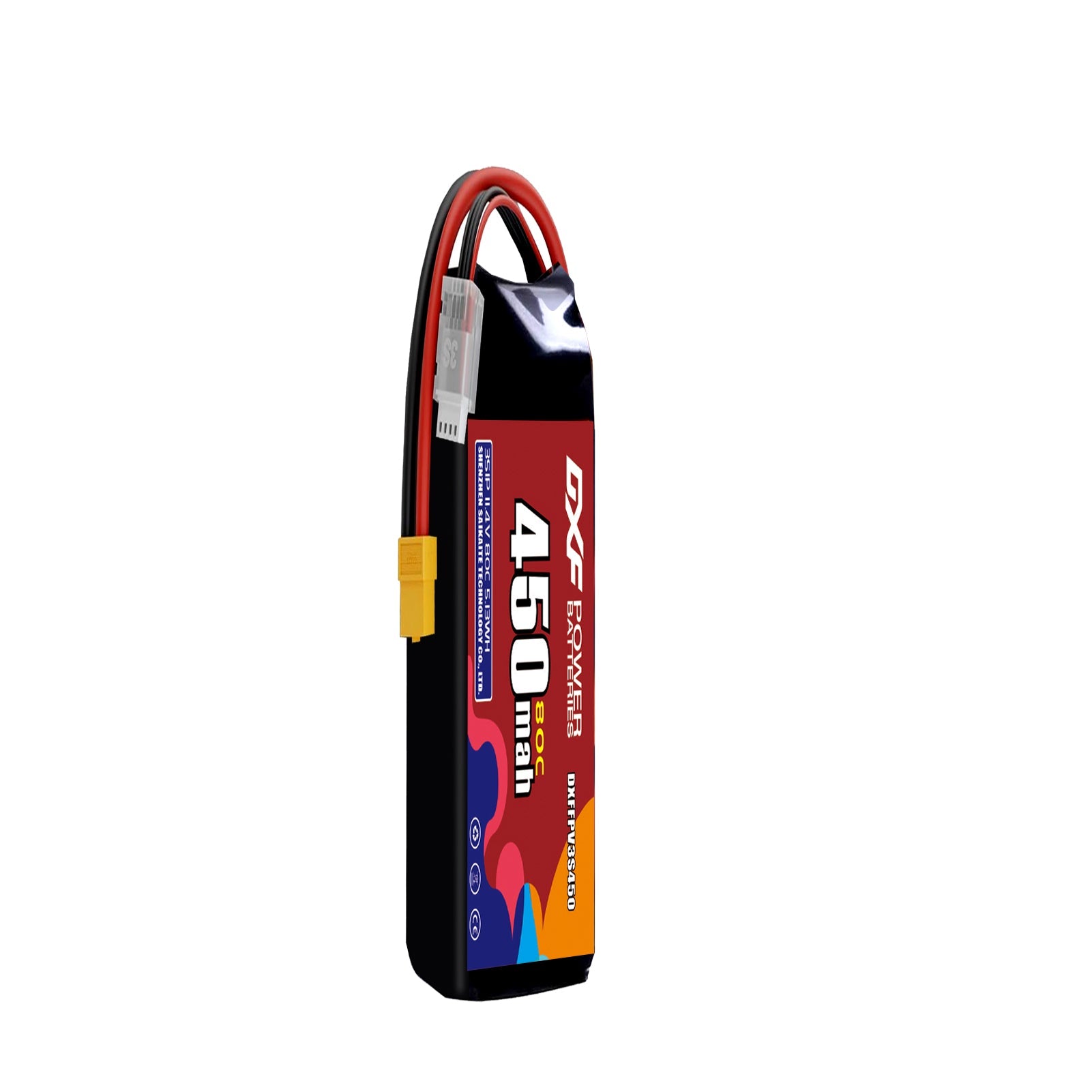 DXF LiPo Battery 3S HV 11.4V 450mAh 80C with PH2.0 / JST / XT30 / SM / XT60 / EC5 / XT90 for FPV Drone Whoop Micro Racing