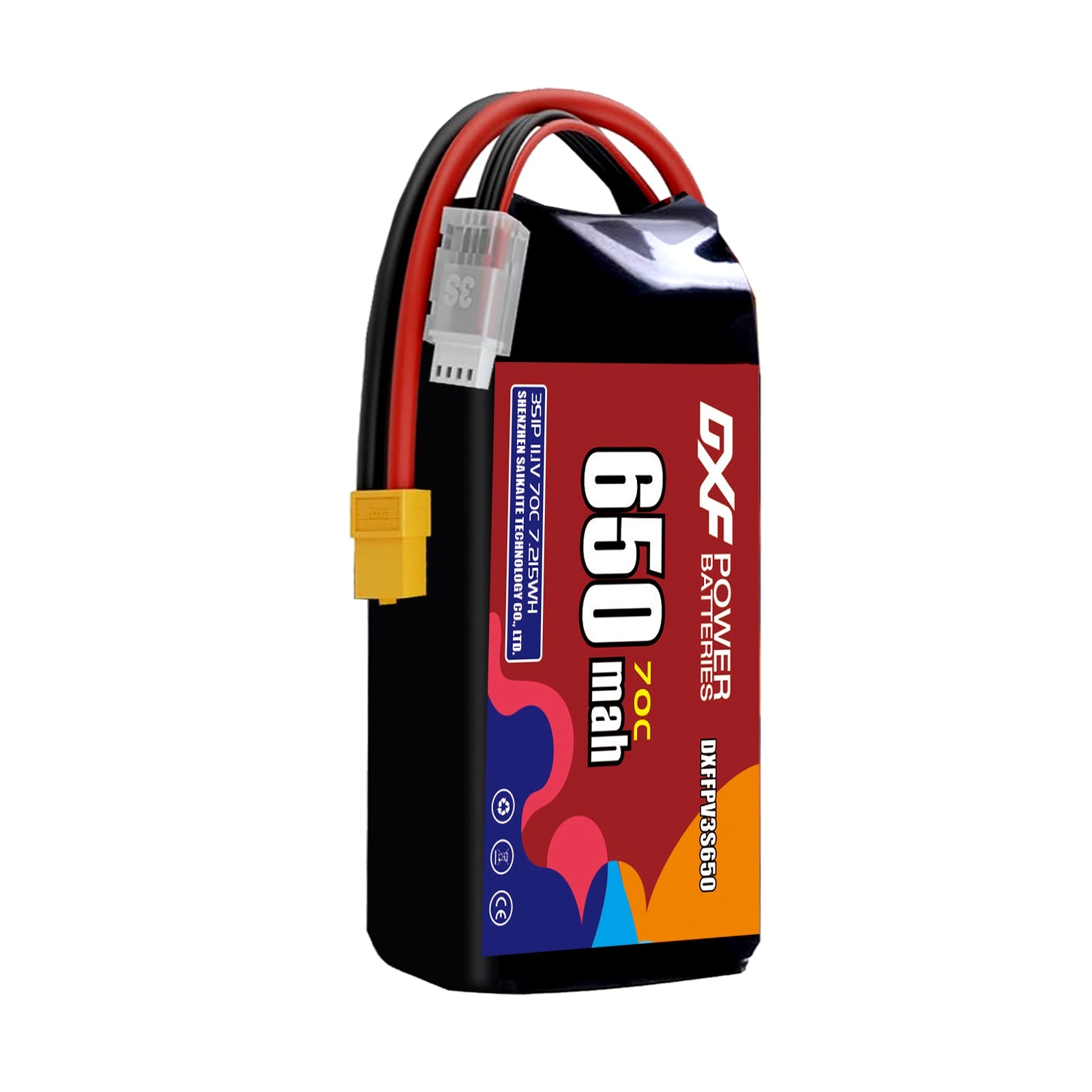 DXF LiPo Battery 3S 11.1V 650mAh 70C with PH2.0 / JST / XT30 / SM / XT60 / EC5 / XT90 for FPV Drone Whoop Micro Racing