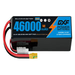 DXF SEMI-SOLID 12S 44.4V 46000mAh 5C Soft Case LiPo Battery with 8AWG Wire for Toy Cars, Boats, UAVs & Drones (1-6 Pack)