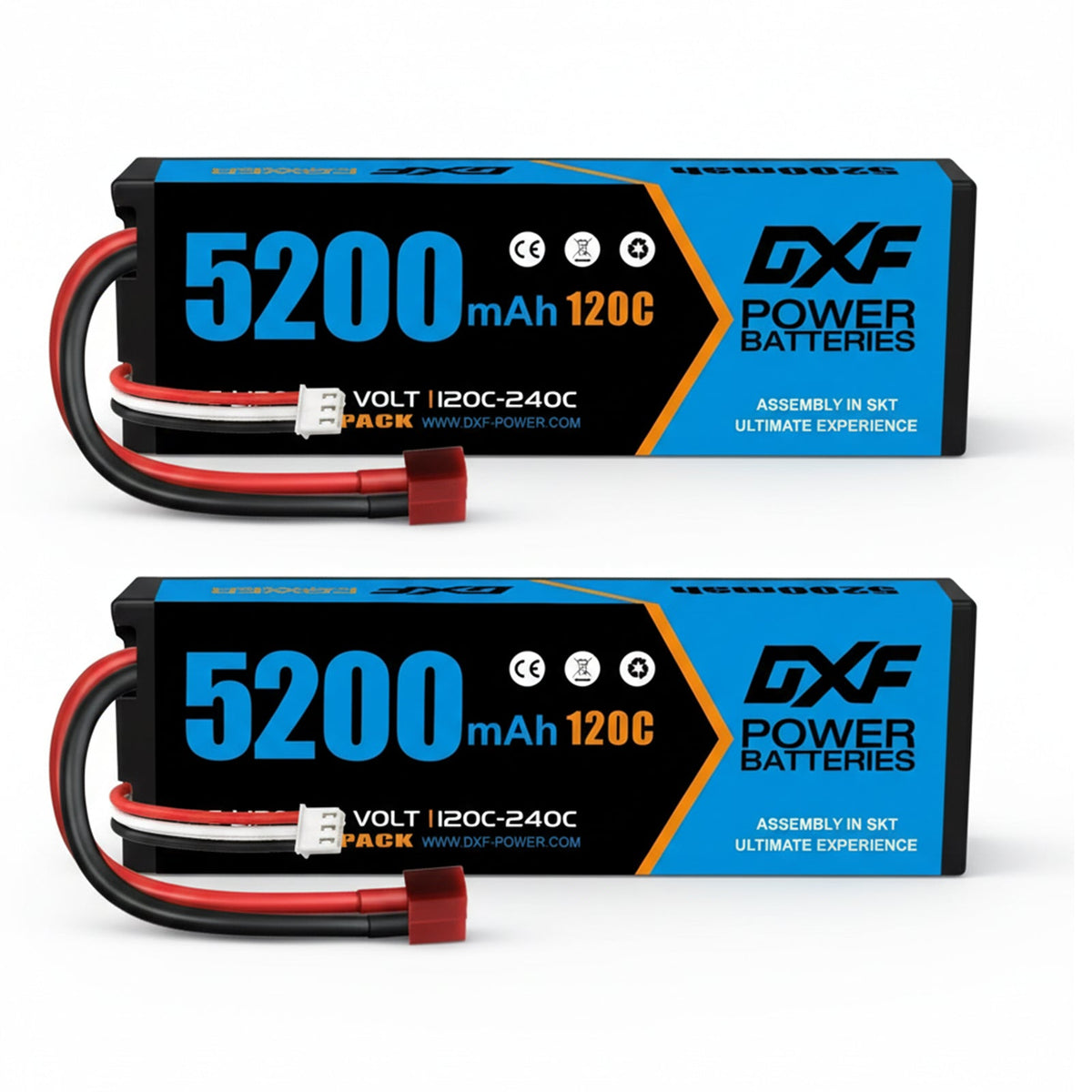 DXF LiPo Battery 2S 7.4V 5200mAh 120C Graphene Hardcase with EC5 / T / TRX / XT60 / XT90 / XT150 / Q8s Plug for RC 1/8 1/10 Buggy Truck Car Off-Road Drone