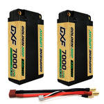 DXF LiPo Battery 2S2P HV 7.6V 7000mAh 140C Graphene NGP Plus Gold Version with 5mm Bullet / EC5 / T / TRX / XT60 / XT90 / XT150 / Q8s Plug for RC 1/10 1/8 Scale Car Racing