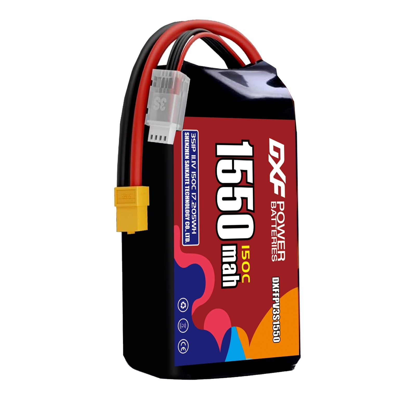 DXF 2S 7.4V 1550mAh 150C LiPo Battery for FPV Micro Drones (PH2.0 / JST / XT30 / SM / XT60 / EC5 / XT90 Options)
