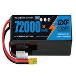 DXF 12S 44.4V 72000mAh 5C Soft Case LiPo Battery with 8AWG Wire for Toy Cars, Boats, UAVs & Drones (1-6 Pack)