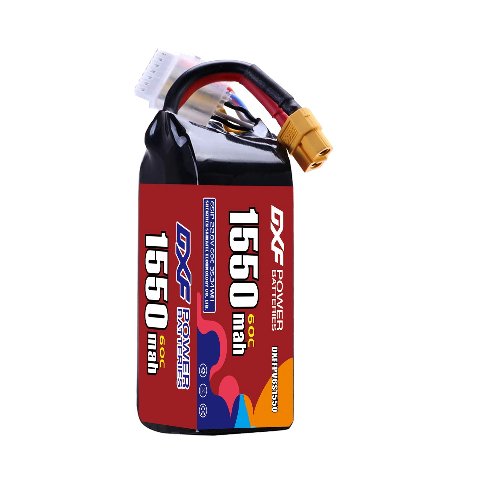 DXF LiPo Battery 6S HV 22.8V 1550mAh 60C with PH2.0 / JST / XT30 / SM / XT60 / EC5 / XT90 for FPV Drone Whoop Micro Racing
