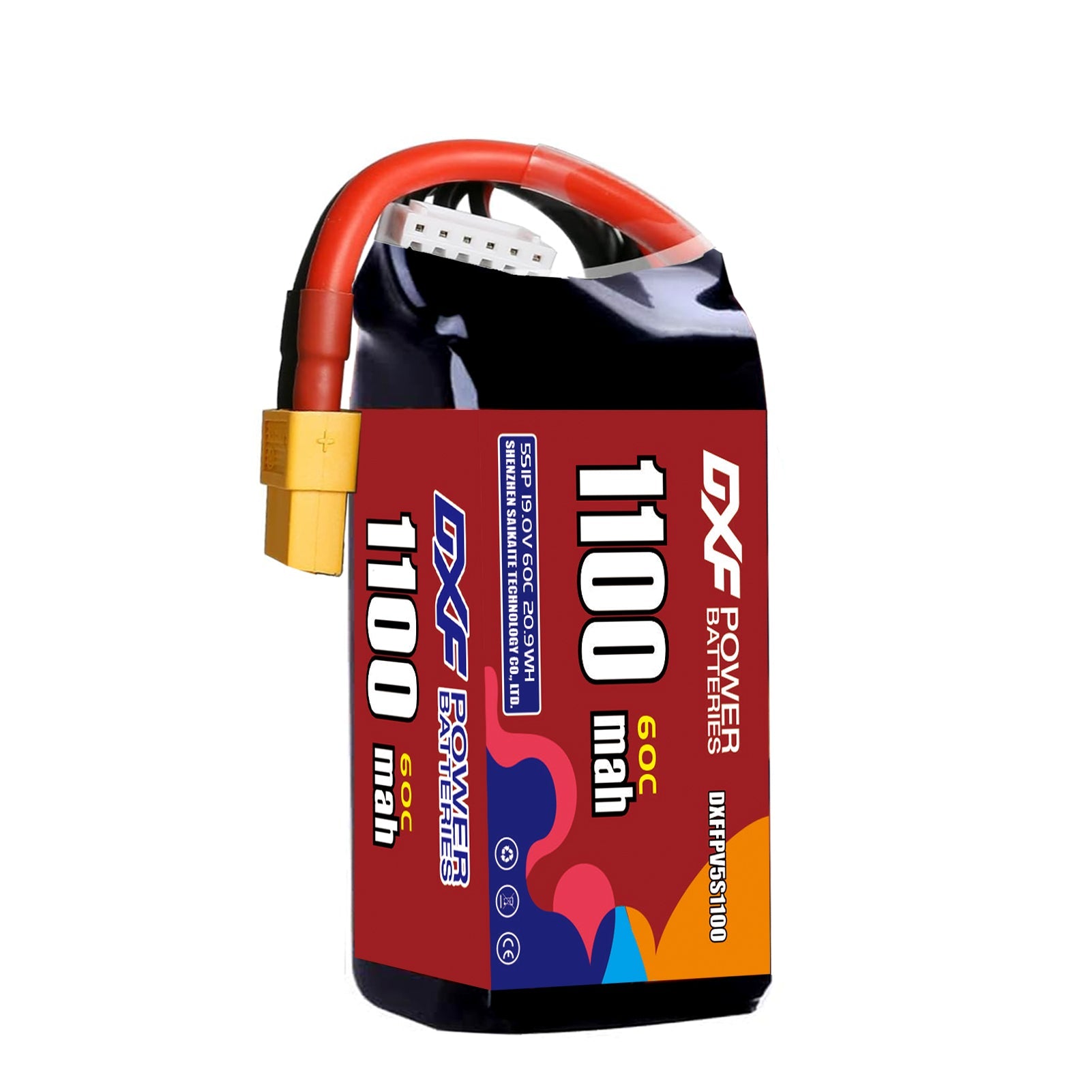 DXF LiPo Battery 5S HV 19.0V 1100mAh 60C with PH2.0 / JST / XT30 / SM / XT60 / EC5 / XT90 for FPV Drone Whoop Micro Racing