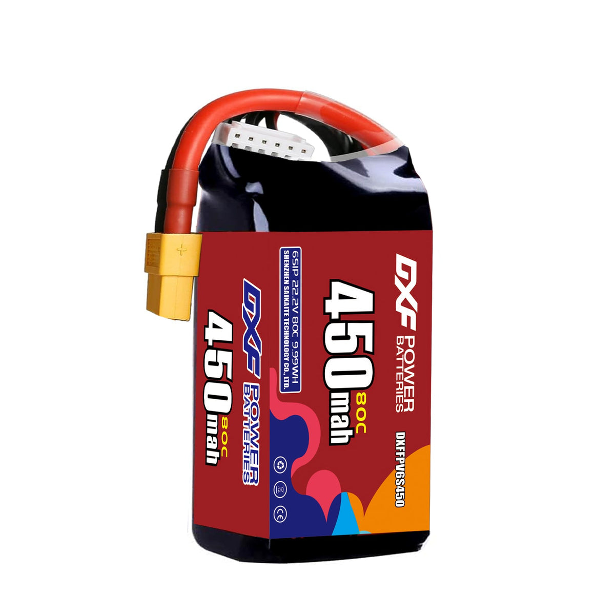 DXF LiPo Battery 6S 22.2V 450mAh 80C  PH2.0 / JST / XT30 / SM / XT60 / EC5 / XT90 for FPV Drone Whoop Micro Racing