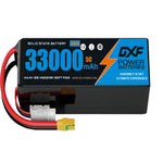 DXF SEMI-SOLID 12S 44.4V 33000mAh 5C Soft Case LiPo Battery with 8AWG Wire for Toy Cars, Boats, UAVs & Drones (1-6 Pack)