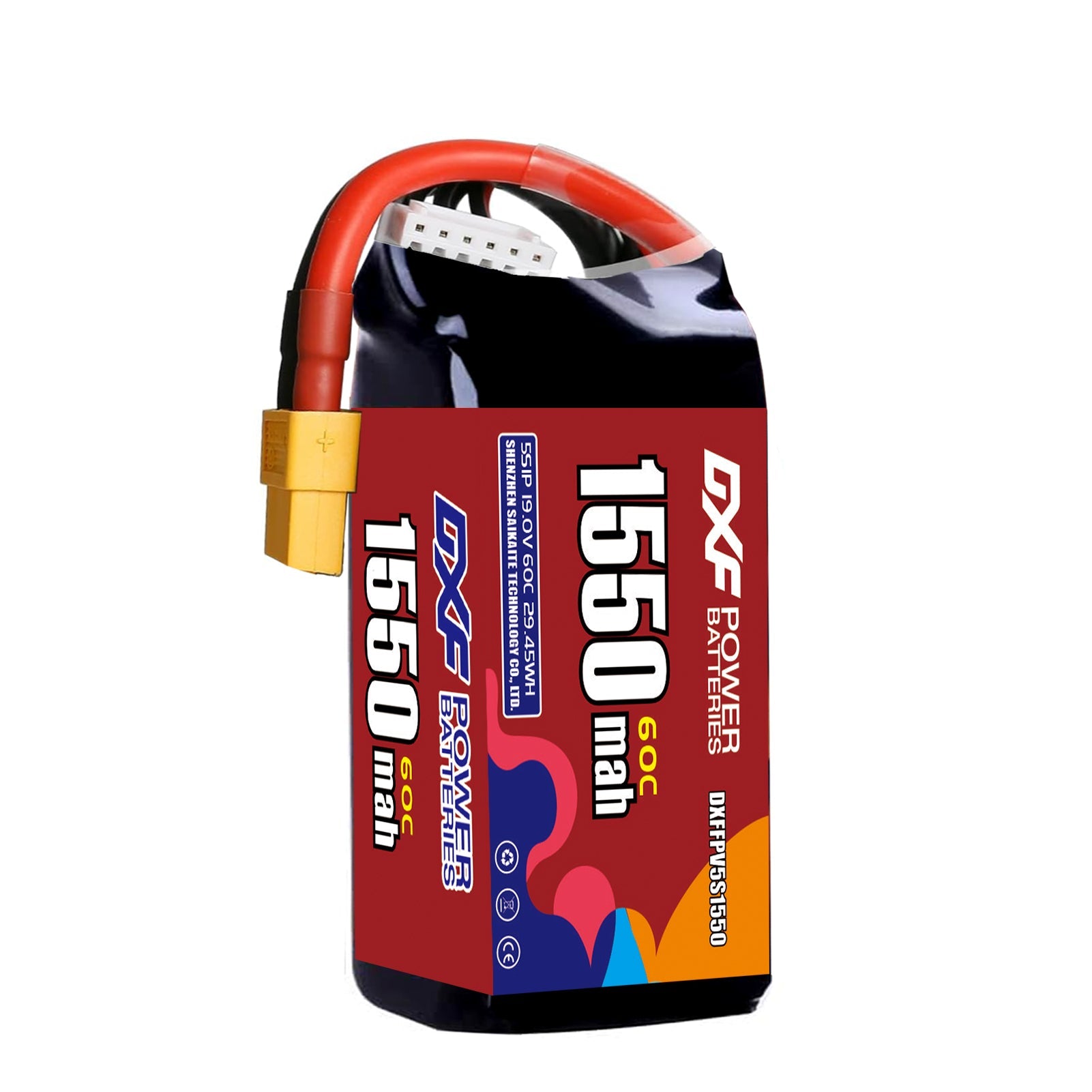 DXF LiPo Battery 5S HV 19.0V 1550mAh 60C with PH2.0 / JST / XT30 / SM / XT60 / EC5 / XT90 for FPV Drone Whoop Micro Racing