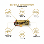DXF Gold Series 4S 14.8V 6500mAh 100C Graphene Hardcase LiPo Battery with XT90 & 10AWG Wire (1-6 Pack)
