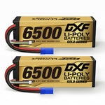 DXF Gold Series 4S 14.8V 6500mAh 100C Graphene Hardcase LiPo Battery with EC5 & 10AWG Wire (1-6 Pack)