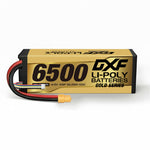 DXF Gold Series 4S 14.8V 6500mAh 100C Graphene Hardcase LiPo Battery with XT90 & 10AWG Wire (1-6 Pack)