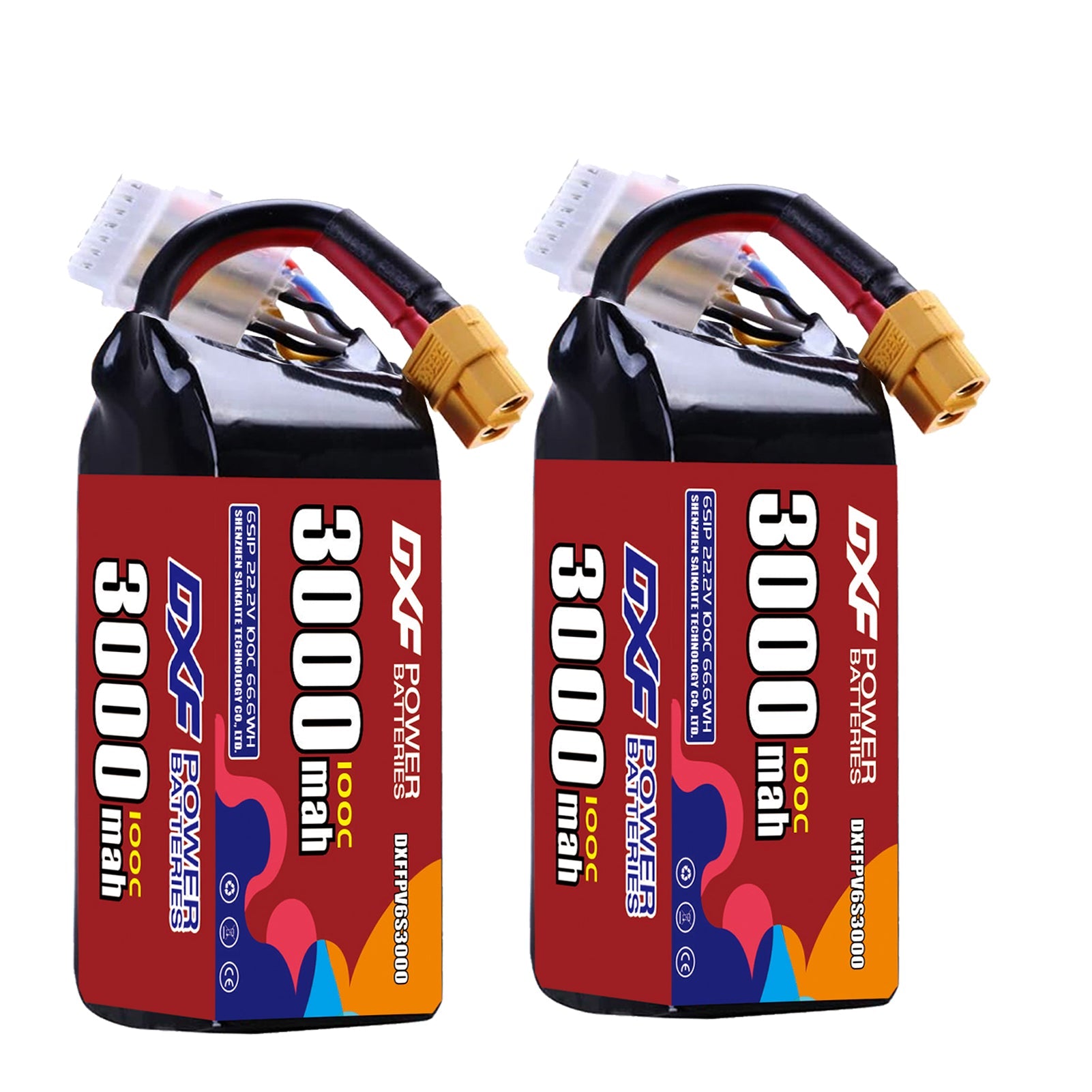 DXF 6S 22.2V 3000mAh 100C LiPo Battery for FPV Micro Drones (PH2.0 / JST / XT30 / SM / XT60 / EC5 / XT90 Options)