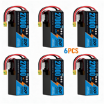 DXF SEMI-SOLID 12S 44.4V 27000mAh 5C Soft Case LiPo Battery with 8AWG Wire for UAVs & Drones (1-6 Pack)