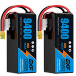 DXF 6S 22.8V 9400mAh 100C Soft Case LiPo Battery with 10AWG Wire for Toy Cars, Boats, UAVs & Drones (1-6 Pack)