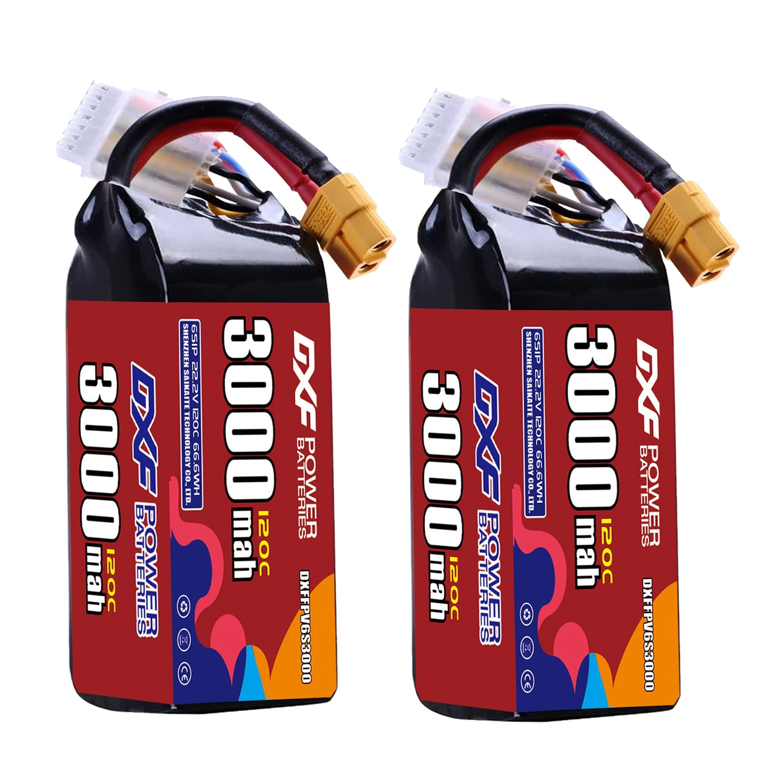 DXF 6S 22.2V 3000mAh 120C LiPo Battery for FPV Micro Drones (PH2.0 / JST / XT30 / SM / XT60 / EC5 / XT90 Options)