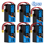 DXF 6S 22.2V 12000mAh 15C Soft Case LiPo Battery with 8AWG Wire for Toy Cars, Boats, UAVs & Drones (1-6 Pack)