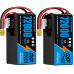 DXF SEMI-SOLID 12S 46.2V 72000mAh 15C Soft Case LiPo Battery with 8AWG Wire for Toy Cars, Boats, UAVs & Drones (1-6 Pack)