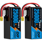 DXF SEMI-SOLID 14S 51.8V 25000mAh 5C Soft Case LiPo Battery with 8AWG Wire for Toy Cars, Boats, UAVs & Drones (1-6 Pack)