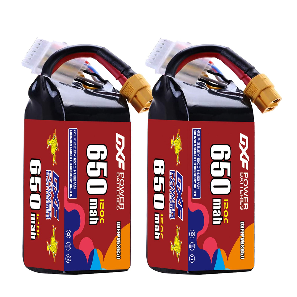 DXF 6S 22.8V 650mAh 150C LiPo Battery for FPV Micro Drones (PH2.0 / JST / XT30 / SM / XT60 / EC5 / XT90 Options)