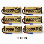 DXF Gold Series 4S 14.8V 6500mAh 100C Graphene Hardcase LiPo Battery with EC5 & 10AWG Wire (1-6 Pack)