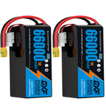 DXF SEMI-SOLID 12S 44.4V 66000mAh 5C Soft Case LiPo Battery with 8AWG Wire for Toy Cars, Boats, UAVs & Drones (1-6 Pack)