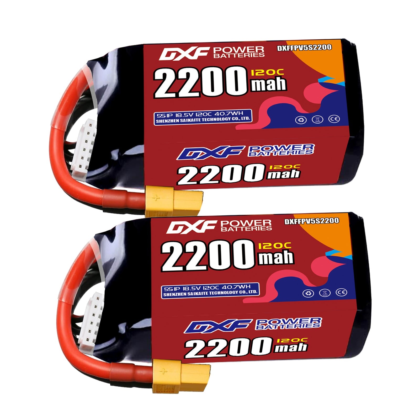 DXF 5S 18.5V 2200mAh 120C LiPo Battery for FPV Micro Drones (PH2.0 / JST / XT30 / SM / XT60 / EC5 / XT90 Options)