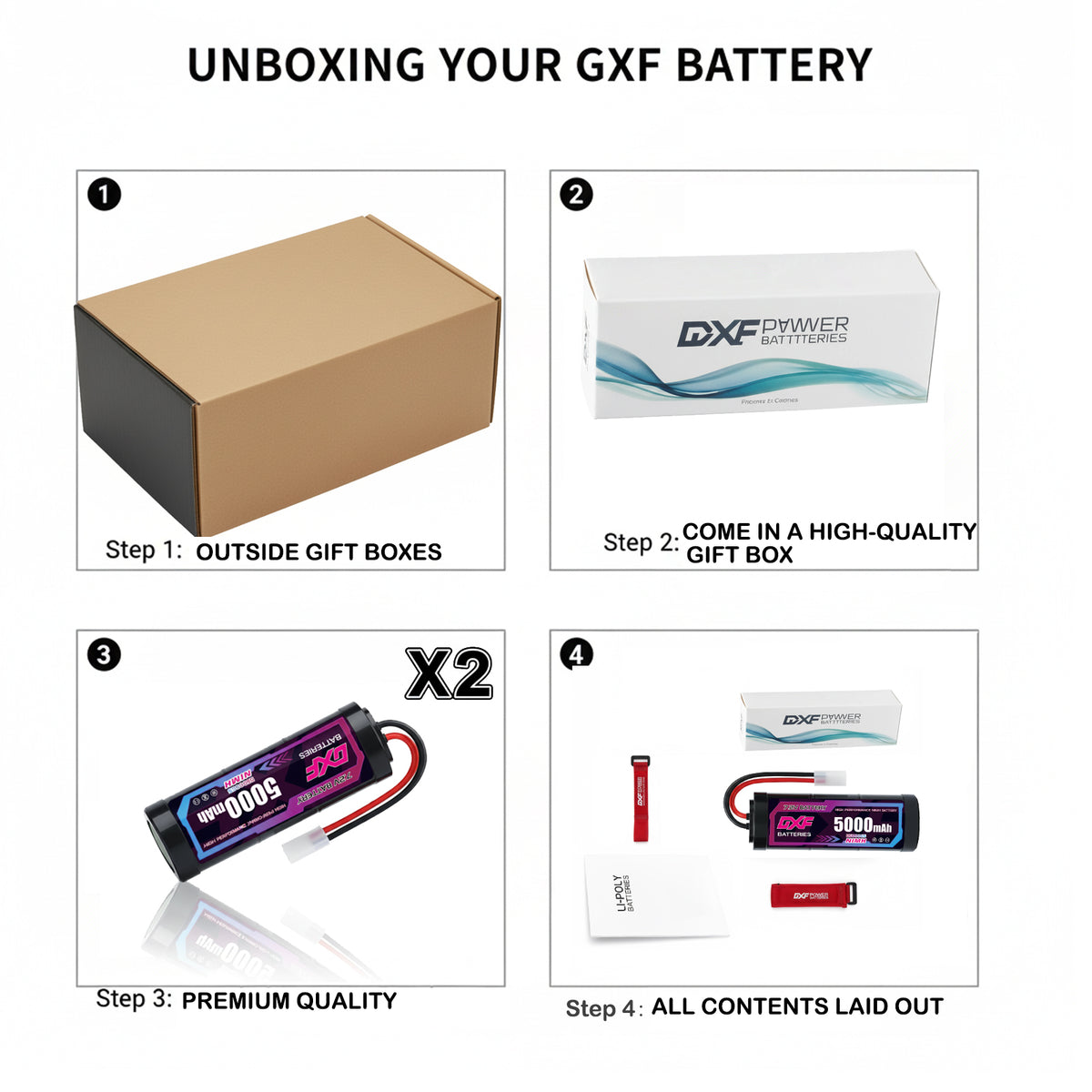 DXF NiMH SC Battery 6S 7.2V 5000mAh with Tamiya / EC3 / T-Plug / XT60 Connector for RC 1/10 Car Truck Buggy