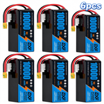 DXF 6S 22.2V 10000mAh 15C Soft Case LiPo Battery with 8AWG Wire for Toy Cars, Boats, UAVs & Drones (1-6 Pack)