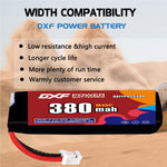 DXF 2S 7.6V 380mAh 90C LiPo Battery for FPV Micro Drones (PH2.0 / JST / XT30 / SM / XT60 / EC5 / XT90 Options)