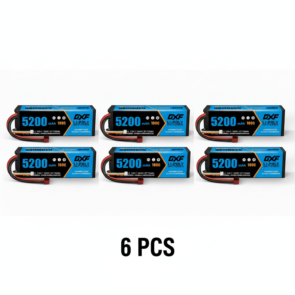 DXF 3S 11.1V 5200mAh 100C Hardcase LiPo Battery with 10AWG Deans for 1/8 1/10 RC Cars, Trucks, Buggies (2 Pack Available)