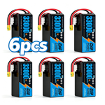 DXF SEMI-SOLID 12S 44.4V 33000mAh 5C Soft Case LiPo Battery with 8AWG Wire for Toy Cars, Boats, UAVs & Drones (1-6 Pack)