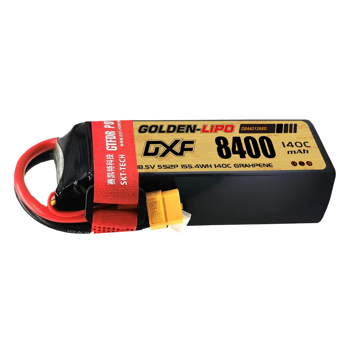DXF LiPo Battery 5S 18.5V 8400mAh 140C Graphene Softcase with EC5 / T / TRX / XT60 / XT90 / XT150 / Q8s Plug for RC 1/8 1/10 Buggy Truck Car Off-Road Drone