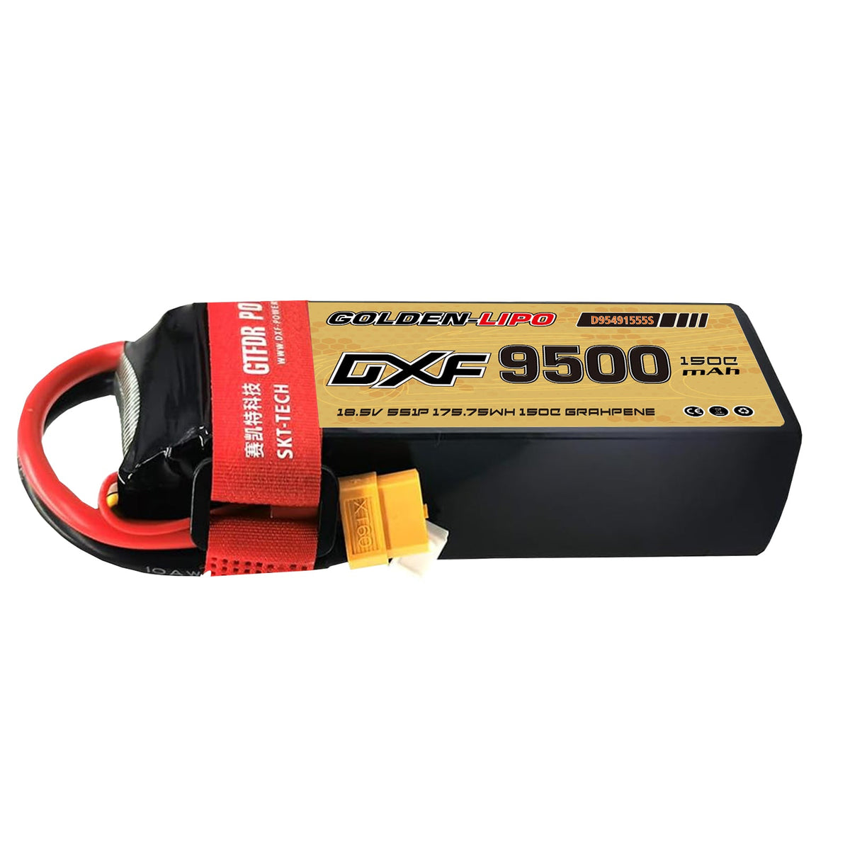 DXF LiPo Battery 6S 22.2V 9500mAh 150C Graphene Softcase with EC5 / T / TRX / XT60 / XT90 / XT150 / Q8s Plug for RC 1/8 1/10 Buggy Truck Car Off-Road Drone