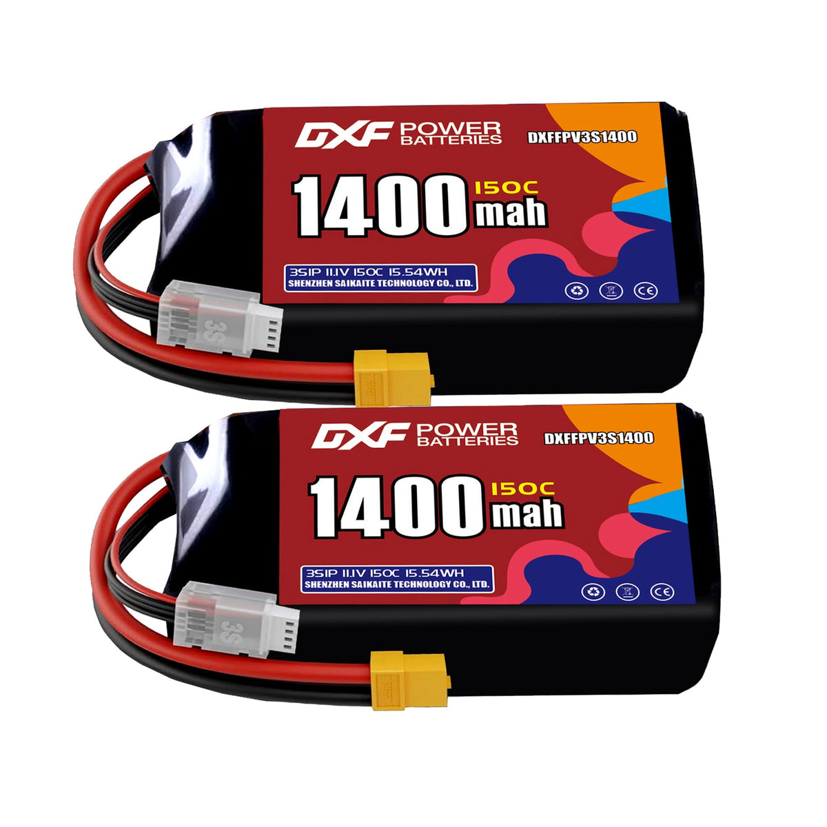 DXF 3S 11.1V 1550mAh 150C LiPo Battery for FPV Micro Drones (PH2.0 / JST / XT30 / SM / XT60 / EC5 / XT90 Options)