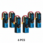 DXF 6S 22.2V 5200mAh 80C Softcase LiPo Battery with XT90 & 10AWG Wire for 1/8 RC Cars (1-6 Pack)